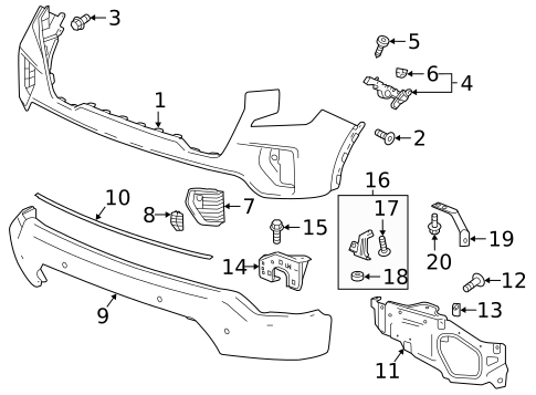 Bumper & Components - Front for 2019 GMC Sierra 1500 #0