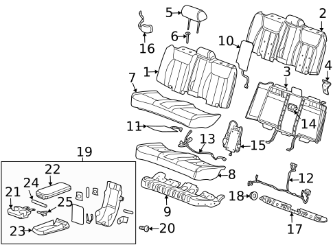 Rear Seat Components for 2010 Cadillac DTS #0