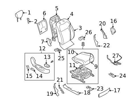 Passenger Seat Components for 2011 INFINITI FX50 #0