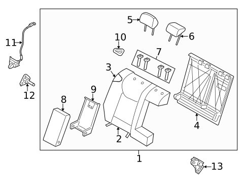 Rear Seat Components for 2012 Hyundai Elantra #1