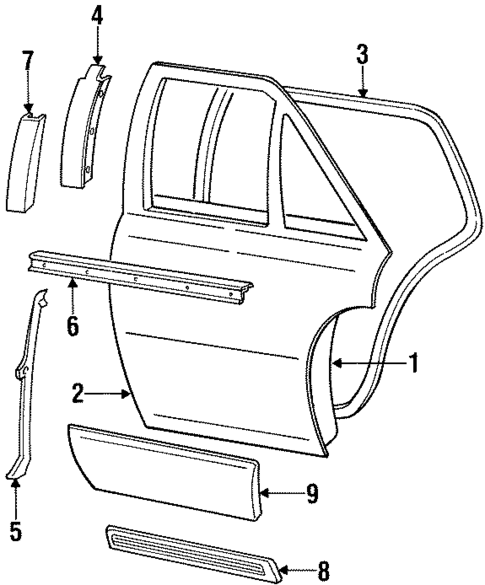 Exterior Trim - Rear Door for 1995 Cadillac Seville #0