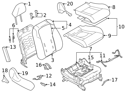 Passenger Seat Components for 2022 Subaru Legacy #1