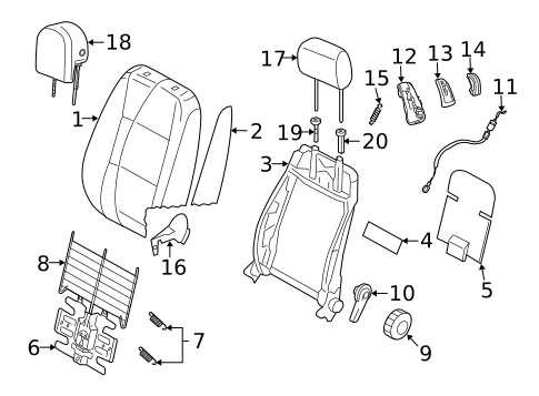Front Seat Components for 2012 Volkswagen GTI #1