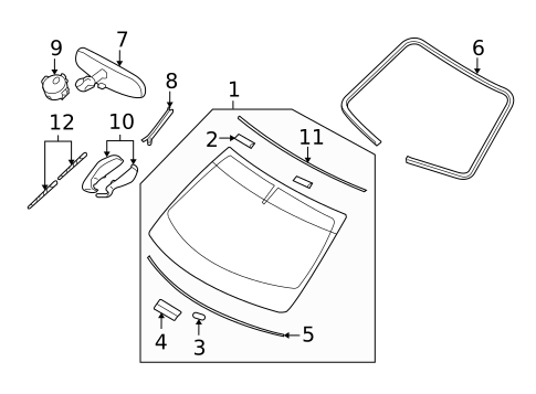 Glass - Windshield for 2015 INFINITI QX70 #0