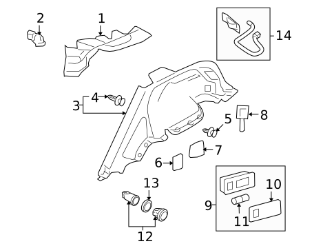 Interior Trim - Quarter Panels for 2013 INFINITI FX37 #0