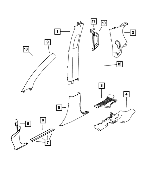 Panels-Moldings-Scuff Plates, Pillar, Cowl, 1/4 Panel Trim and Cargo Covers for 2018 Dodge Durango #1