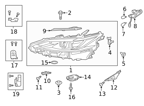 Headlamp Components for 2020 Lexus ES300h #0