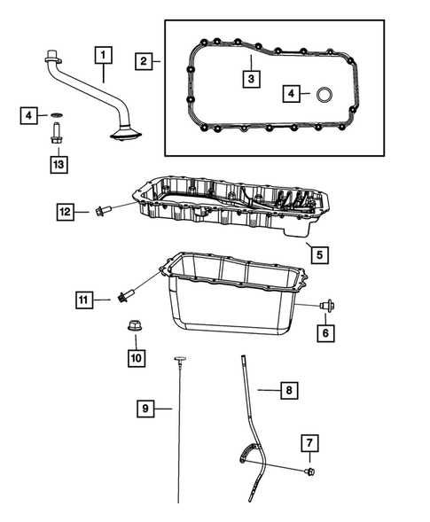 Engine Oiling, Oil Pan and Indicator (Dipstick) for 2010 Jeep Wrangler #0