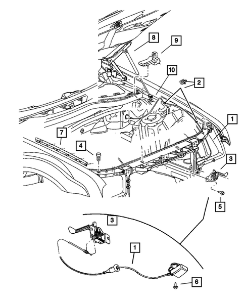 Hood & Hood Release for 2005 Dodge Magnum #1