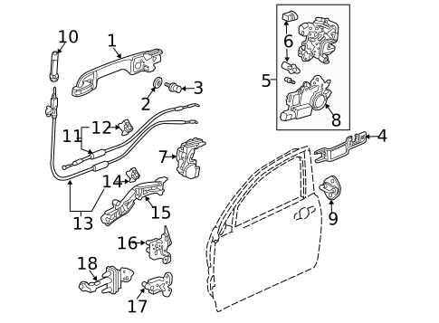 Lock & Hardware for 2005 Honda Accord #3