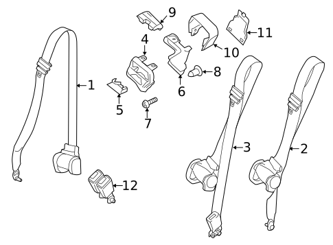 Second Row Seat Belts for 2021 Ford Transit-250 #1