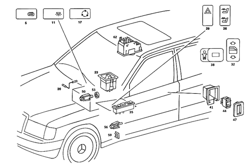 Switch and Light Guide for 1991 Mercedes-Benz 190E #1