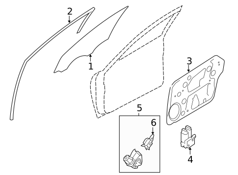 Glass - Front Door for 2015 Hyundai Sonata #1