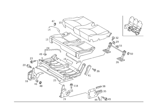 Rear Seat Cushion, Rear Backrest for 2003 Mercedes-Benz ML55 AMG #1