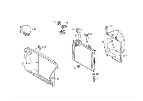 Radiator, Mounting, and Covering for 1999 Mercedes-Benz E430 #2