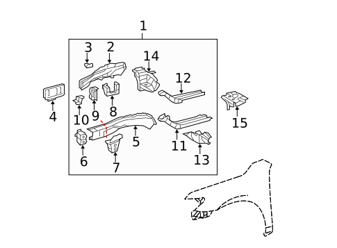 Structural Components & Rails for 2011 Toyota Camry #4