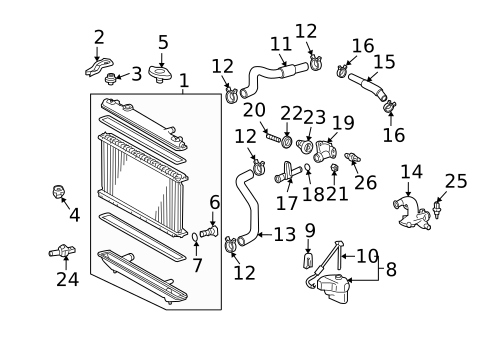 Radiator & Components for 2006 Toyota Highlander #0