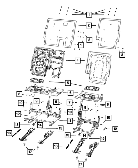 Rear Seats - Second Row - Adjusters, Recliners, Shields and Risers for 2011 Dodge Journey #2