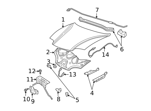Hood & Components for 1996 Pontiac Sunfire #0