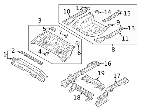 Rear Floor & Rails for 2018 Hyundai Elantra #0