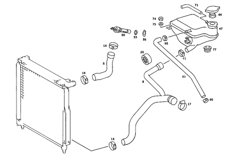 Expansion Tank, Mounting and Hoses for 1986 Mercedes-Benz 190E #1