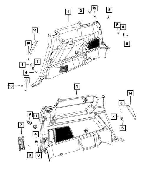 Panels-Moldings-Scuff Plates, Pillar, Cowl, 1/4 Panel Trim and Cargo Covers for 2017 Dodge Journey #1