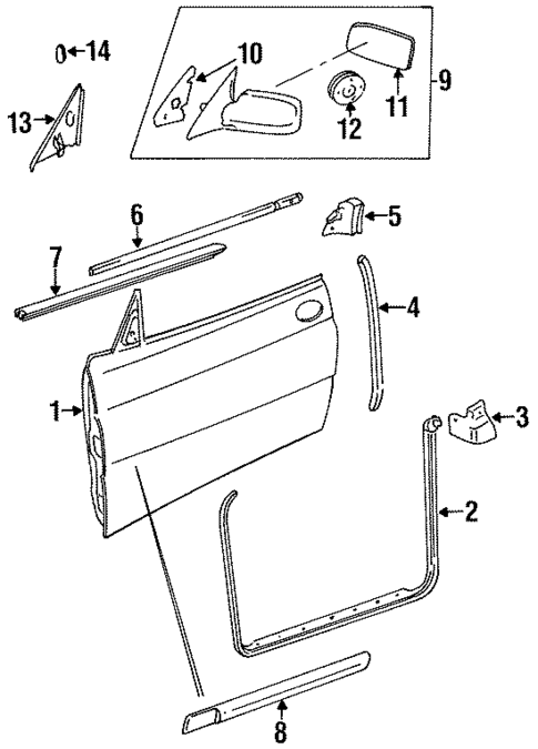 Door & Components for 1998 Saab 900 #1
