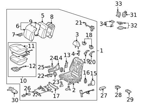 Front Seat Components for 2011 Lexus GS450h #1