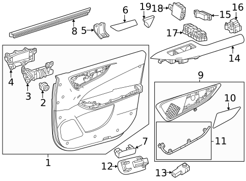 Interior Trim - Front Door for 2022 Lexus NX350h #1