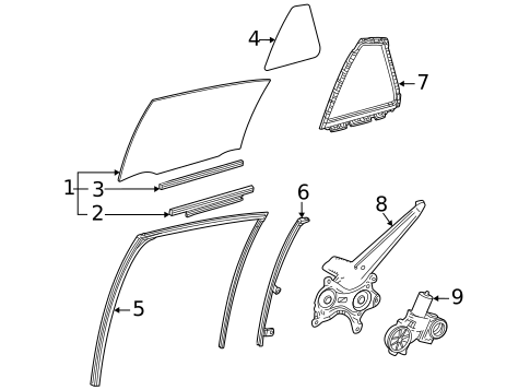 Glass - Rear Door for 2025 Toyota Mirai #0