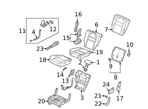 Rear Seat Components for 2005 Acura MDX #1