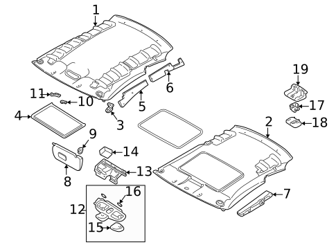 Interior Trim - Roof for 2003 Chrysler Sebring #0