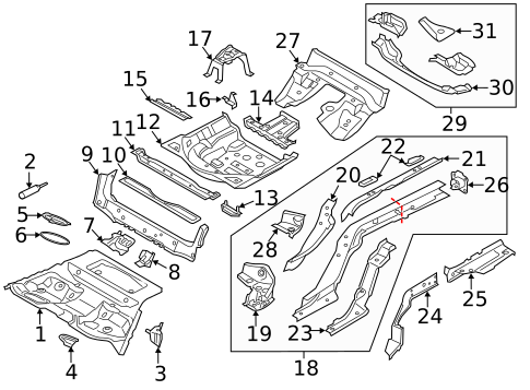 Rear Floor & Rails for 2019 Audi A4 Quattro #0