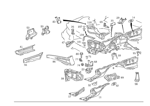 Wheelhouse, Front Subframe for 1991 Mercedes-Benz 500SL #1
