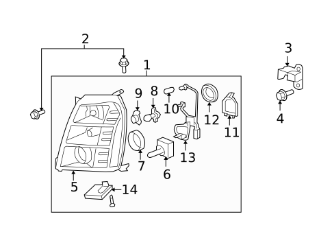 Headlamp Components for 2012 Cadillac Escalade ESV #0