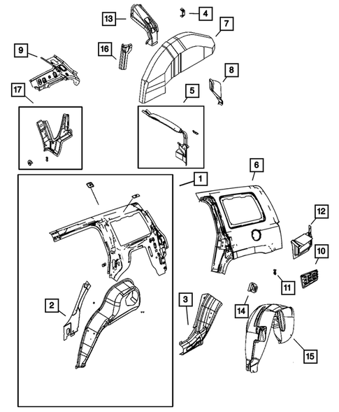 Aperture Panel and Pillar Supports for 2015 Jeep Compass #1