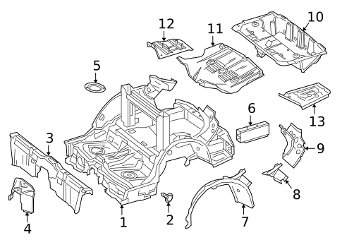 Rear Floor & Rails for 2009 Mercedes-Benz CLS63 AMG #1