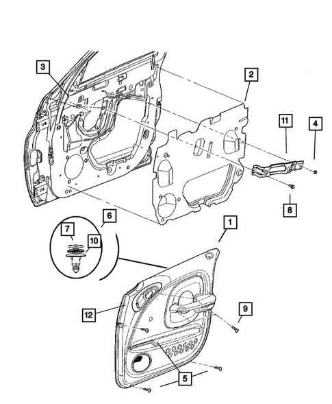 Door Trim Panels-Front and Rear for 2008 Chrysler PT Cruiser #1