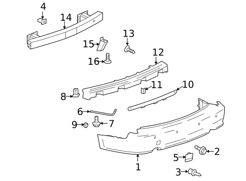 Bumper & Components - Rear for 2008 Cadillac SRX #1