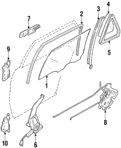 Glass - Rear Door for 1987 Mazda 626 #1