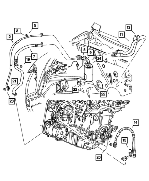Air Conditioner and Heater Plumbing for 2003 Chrysler PT Cruiser #1