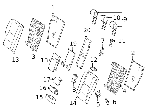 Rear Seat Components for 2020 Mercedes-Benz E 450 #8