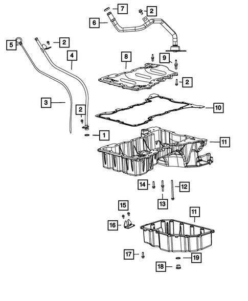 Engine Oiling, Oil Pan and Indicator (Dipstick) for 2016 Jeep Grand Cherokee #1