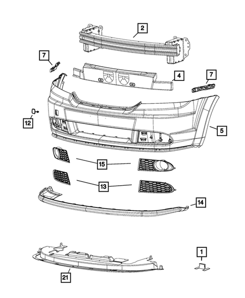 Front Bumper and Fascia for 2016 Dodge Journey #2