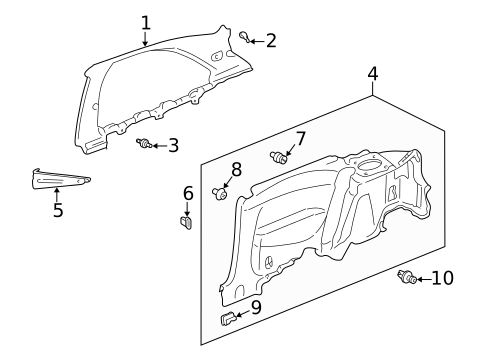 Interior Trim - Quarter Panels for 1996 Honda Civic #1