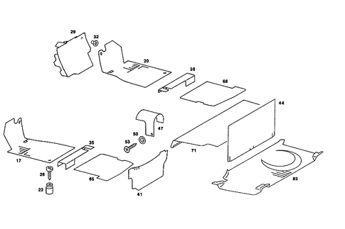 Front Panel Pillar Panelling, Lining on Floor and Footrest for 1988 Mercedes-Benz 560SL #1