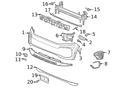 Bumper & Components - Front for 2021 Volkswagen Atlas Cross Sport #1