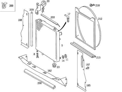 Radiator, Mounting, and Covering for 1988 Mercedes-Benz 300CE #0