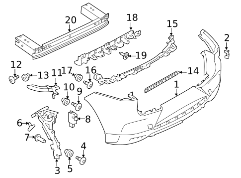 Bumper & Components - Rear for 2020 Jaguar I-Pace #1