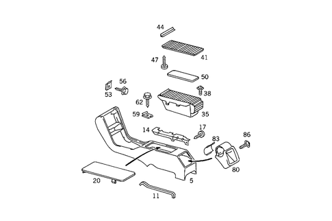 Housing with Tray, Armrest, and Ashtray for 1993 Mercedes-Benz 400SEL #1